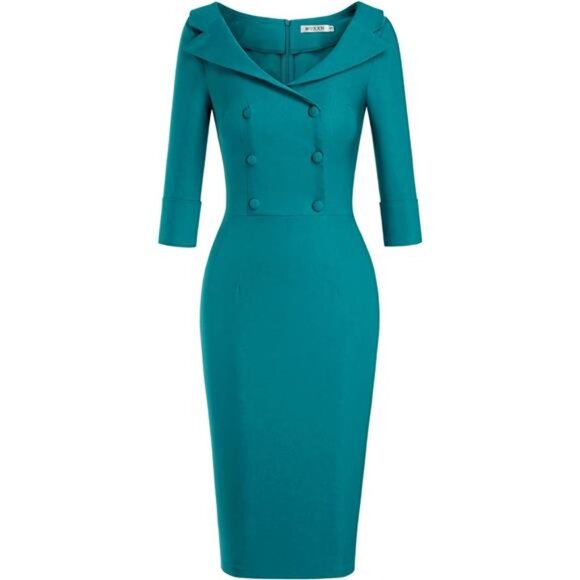 Women's Classic Vintage Sweetheart Tea Dress Harbor Blue